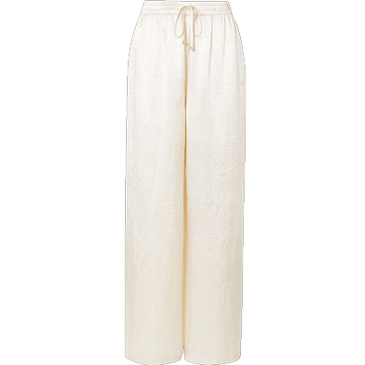 红袖醋酸系带松紧腰长裤女hopeshow2024夏新款宽松百搭阔腿休闲裤