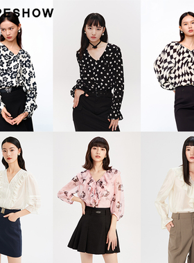 红袖outlets粉丝福利款合集 气质衬衫上衣秋新款雪纺衫hopeshow