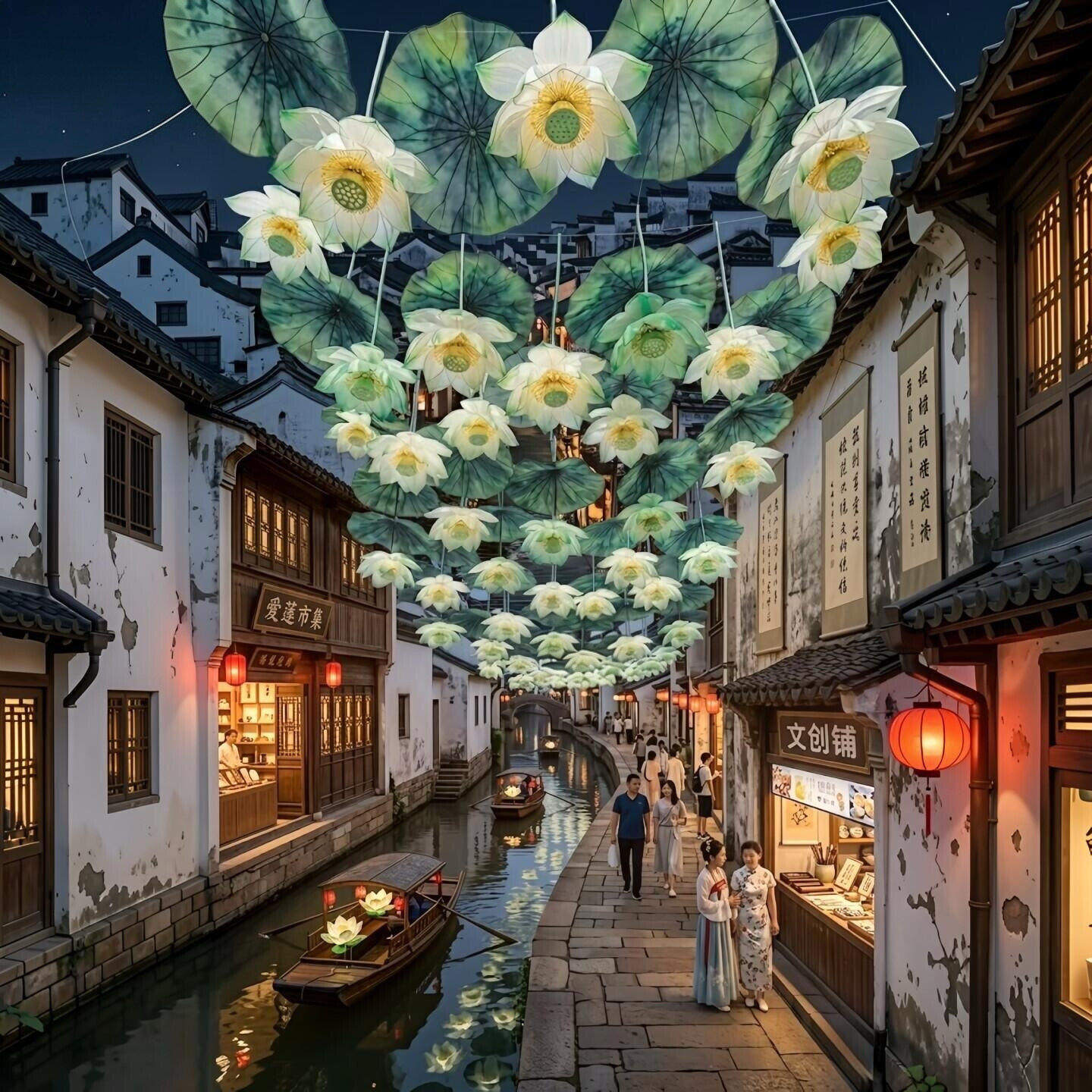 新中式荷花灯笼天幕户外古镇景区美陈网红打卡拍照点氛围装饰吊饰