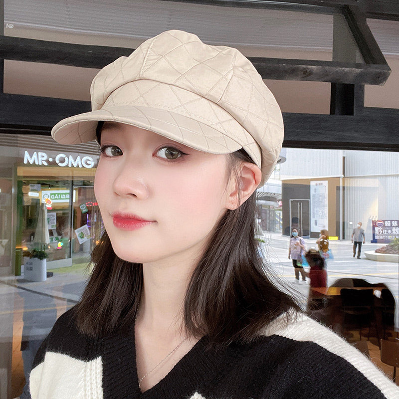 日系素颜遮脸百搭麂皮绒渔夫帽子女显脸小堆堆帽大头围八角贝雷帽