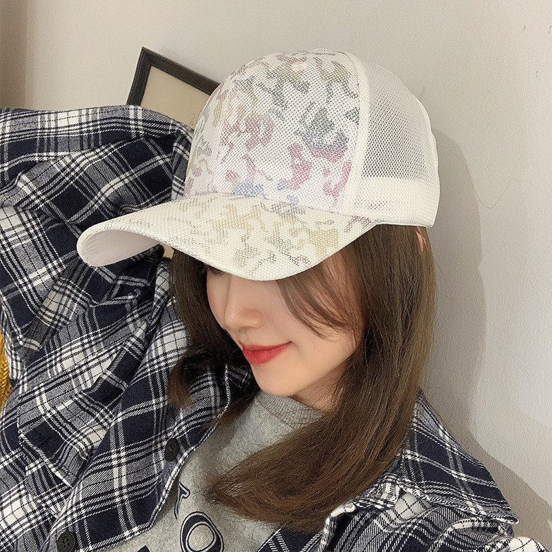 韩版潮女夏天遮阳棒球帽时尚太阳帽夏季防晒透气网帽迷彩鸭舌帽子