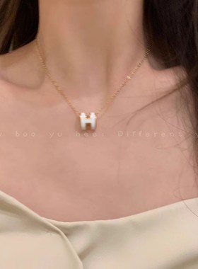 钛钢h字母项链女款轻奢小众