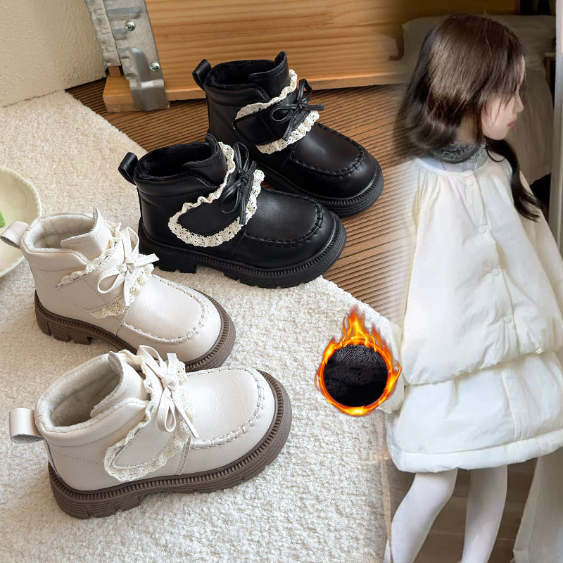 女童棉靴加绒2025冬季新款女宝公主短靴儿童雪地靴蕾丝二棉靴皮靴,童鞋/婴儿鞋/亲子鞋,棉靴,淘宝优惠券,粉丝福利购,淘宝优惠卷