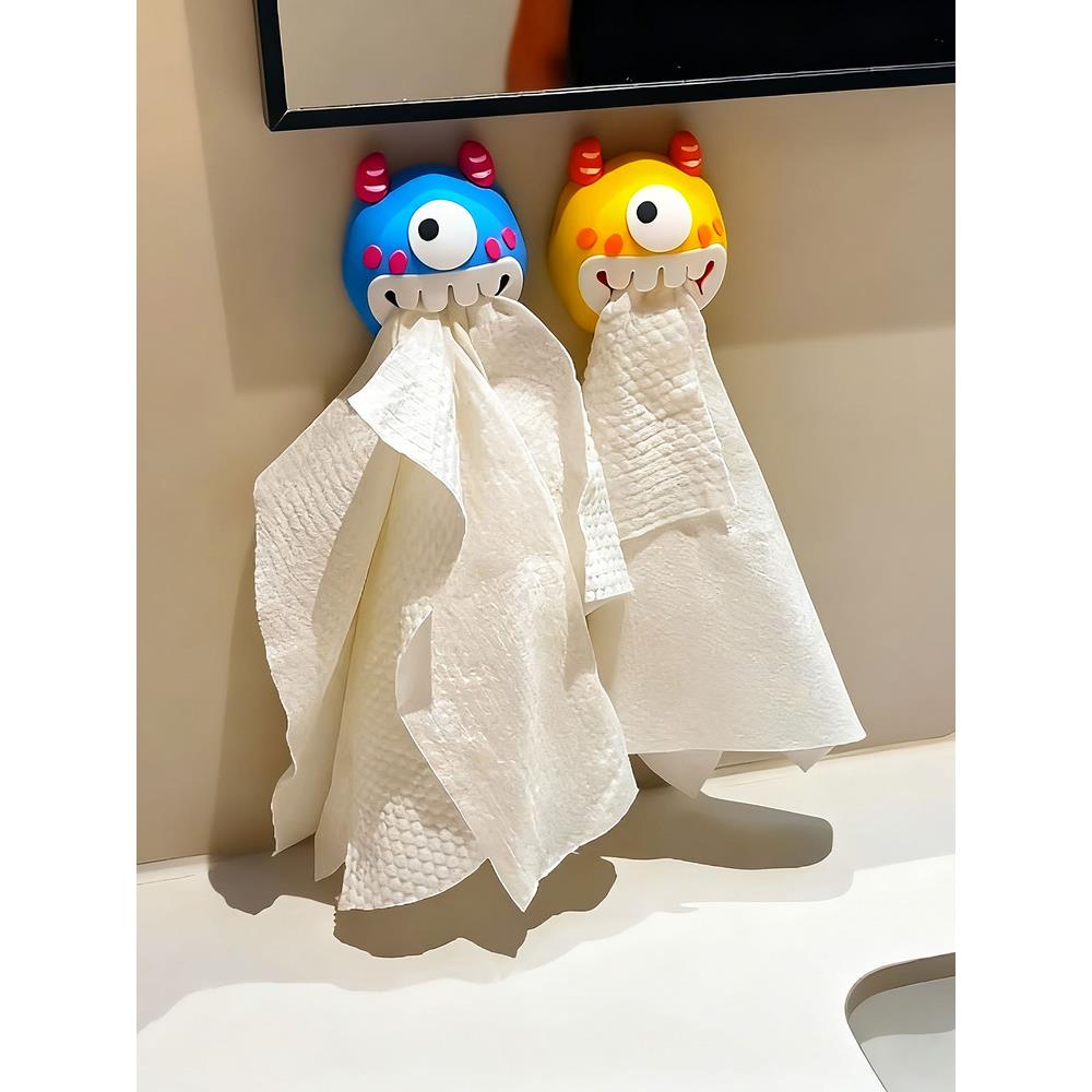 小怪兽洗脸巾收纳盒壁挂卫生间废弃棉柔巾擦脸巾挂钩浴室毛巾架