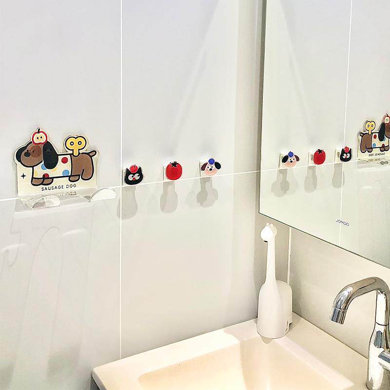 黑猫牙刷架子置物架卡通高颜值牙膏架壁挂浴室收纳面膜洗面奶夹子