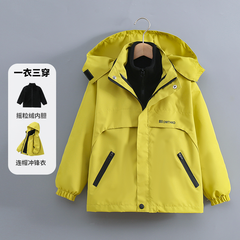 童装男童加绒冲锋衣三合一