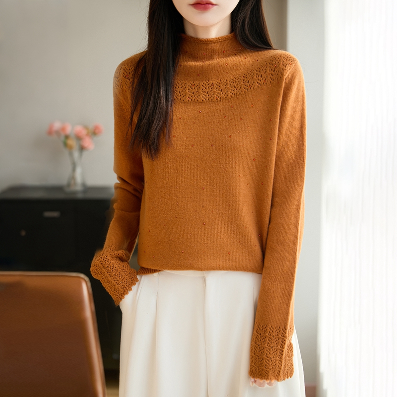 羊毛衫 圆领针织衫 打底内搭绒毛衣 秋冬女宽松上衣休闲