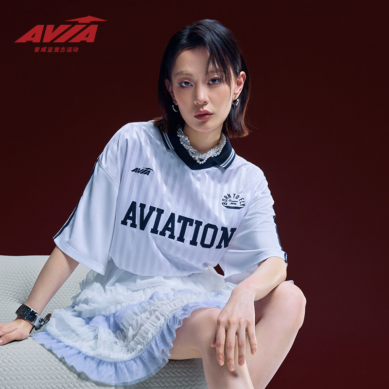 【蔡徐坤代言】AVIA爱威亚夏季球衣情侣运动百搭潮流短袖休闲T恤图片