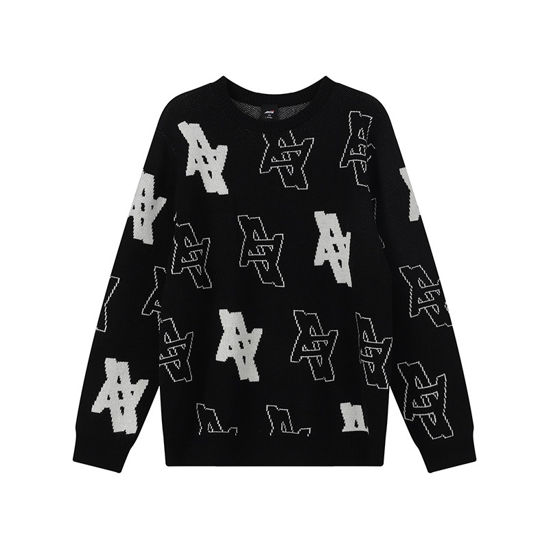 AVIA爱威亚秋冬时尚运动宽松情侣套头圆领慵懒风百搭毛衣