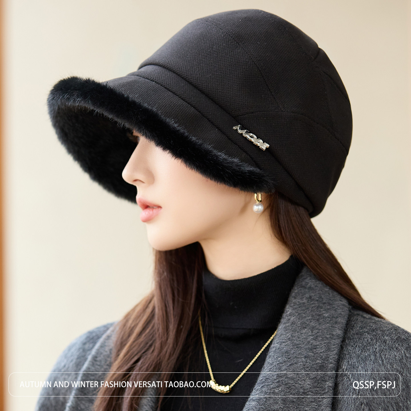 2025新款帽子女秋冬天护耳加厚绒鸭舌帽大头围显脸小渔夫防晒遮阳