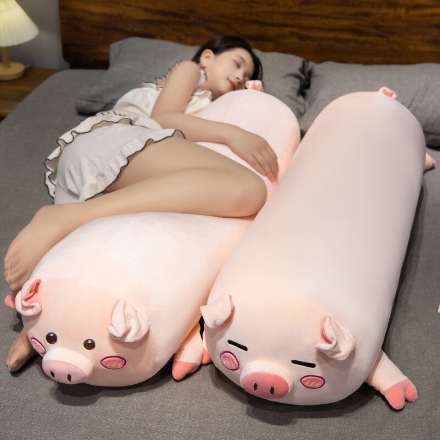 可爱猪猪玩偶公仔毛绒玩具抱枕长条枕床上睡觉夹腿专用布娃娃女生