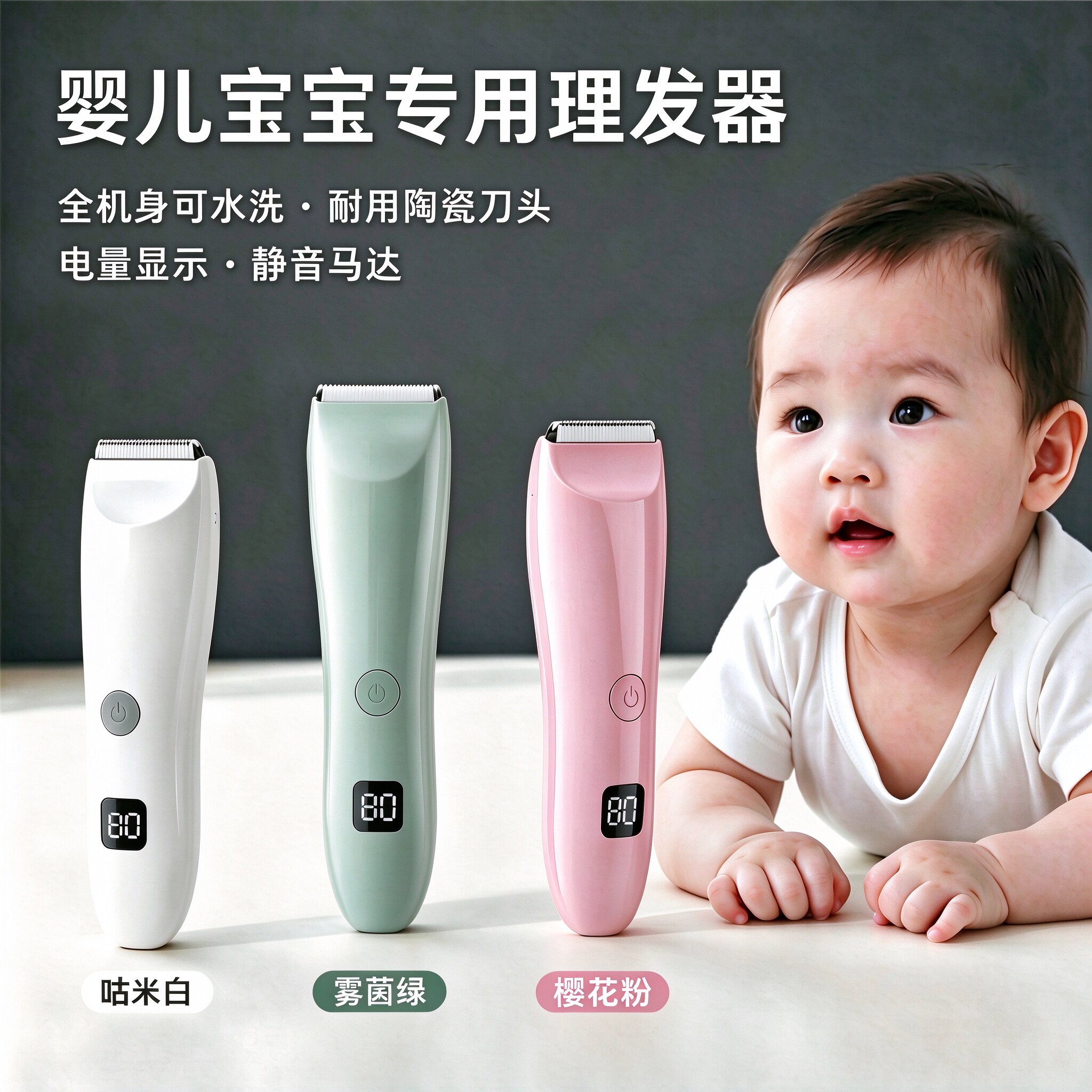 baby婴儿理发器静音吸发宝宝剪发器新生儿童电推子家用剃头神器