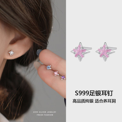 纯银999养耳洞轻奢小众耳钉