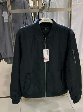 班尼路秋冬款男装多口袋棒球领保暖夹棉棉服机车夹克外套88837552