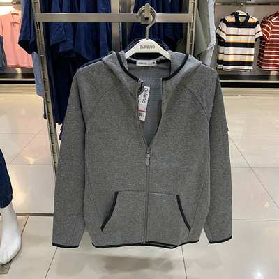 正品Baleno班尼路秋男款纯色拉链连帽卫衣修身休闲夹克外套男上衣