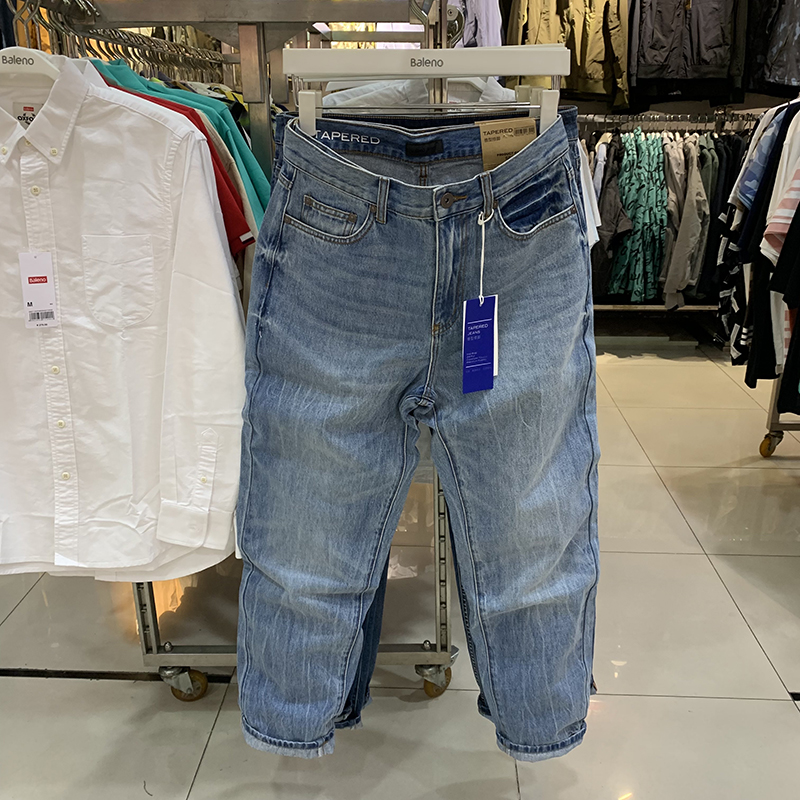 正品班尼路秋冬款男装纯棉复古经典直筒工装中腰直筒休闲牛仔长裤