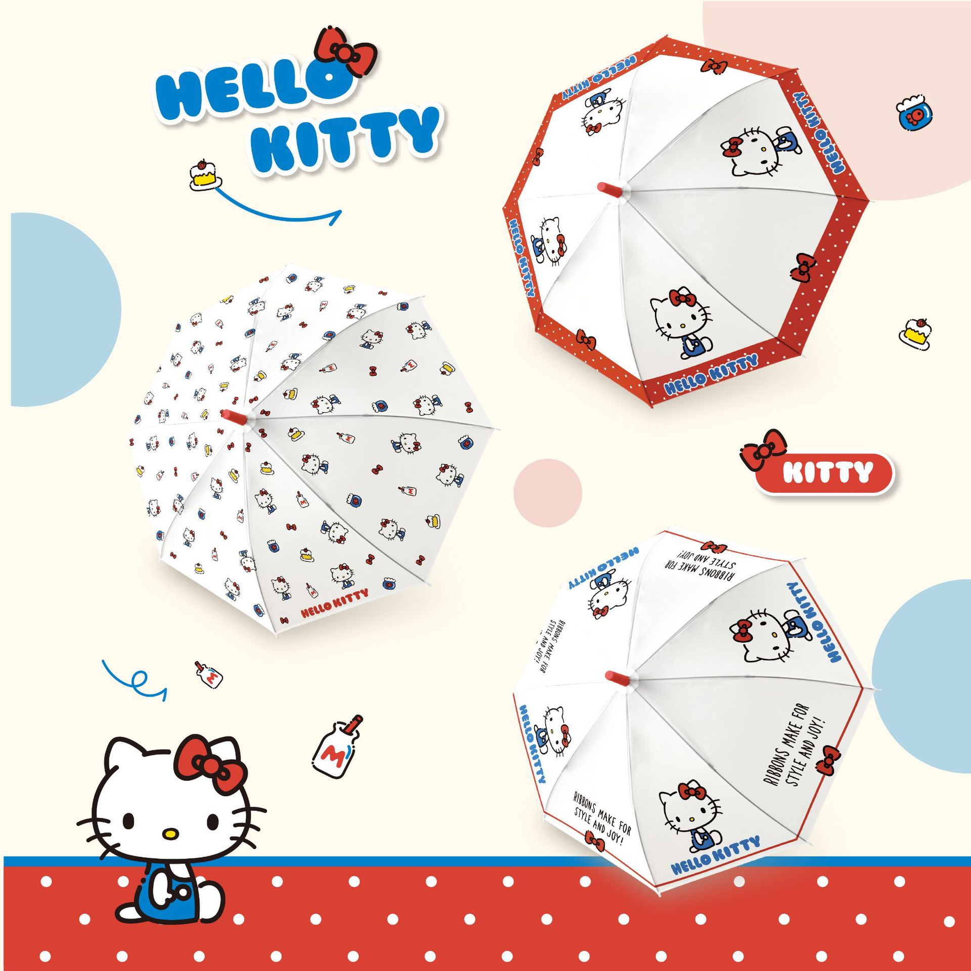 三折反向萌趣卡通伞手开黑胶晴雨