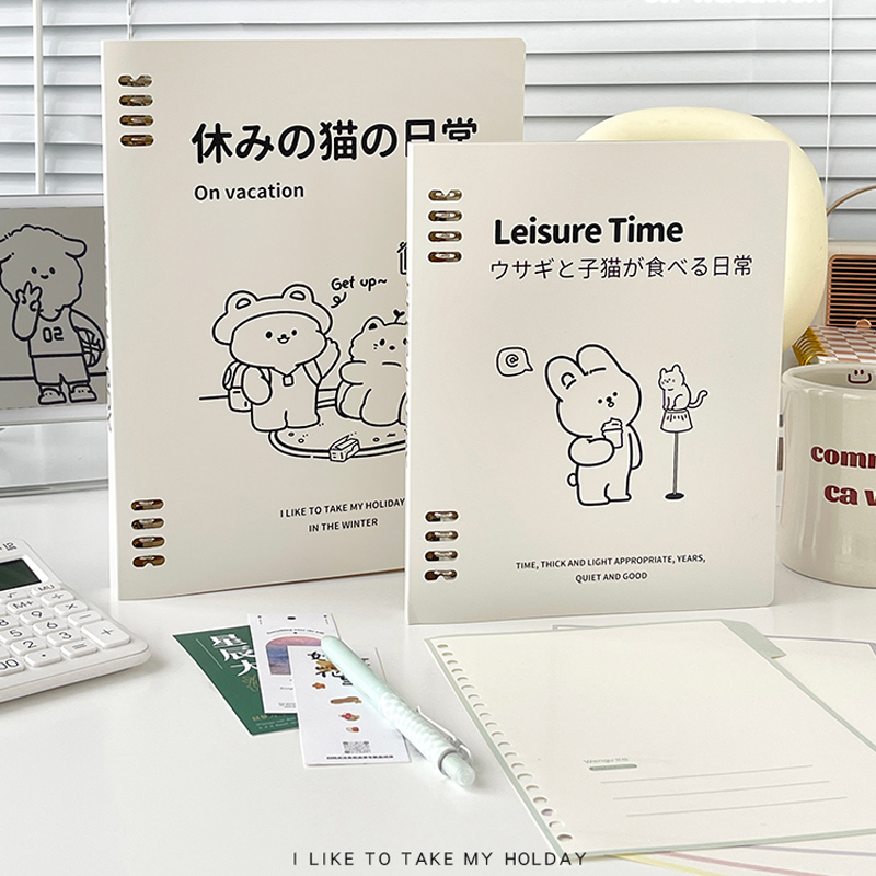 A5不咯手活页本多规格笔记本子学生高颜值ins记事本B5可拆卸替芯日记本可爱卡通横线方格空白康奈尔活页套装