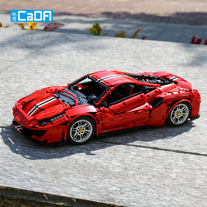 双鹰cada积木拉法488跑车