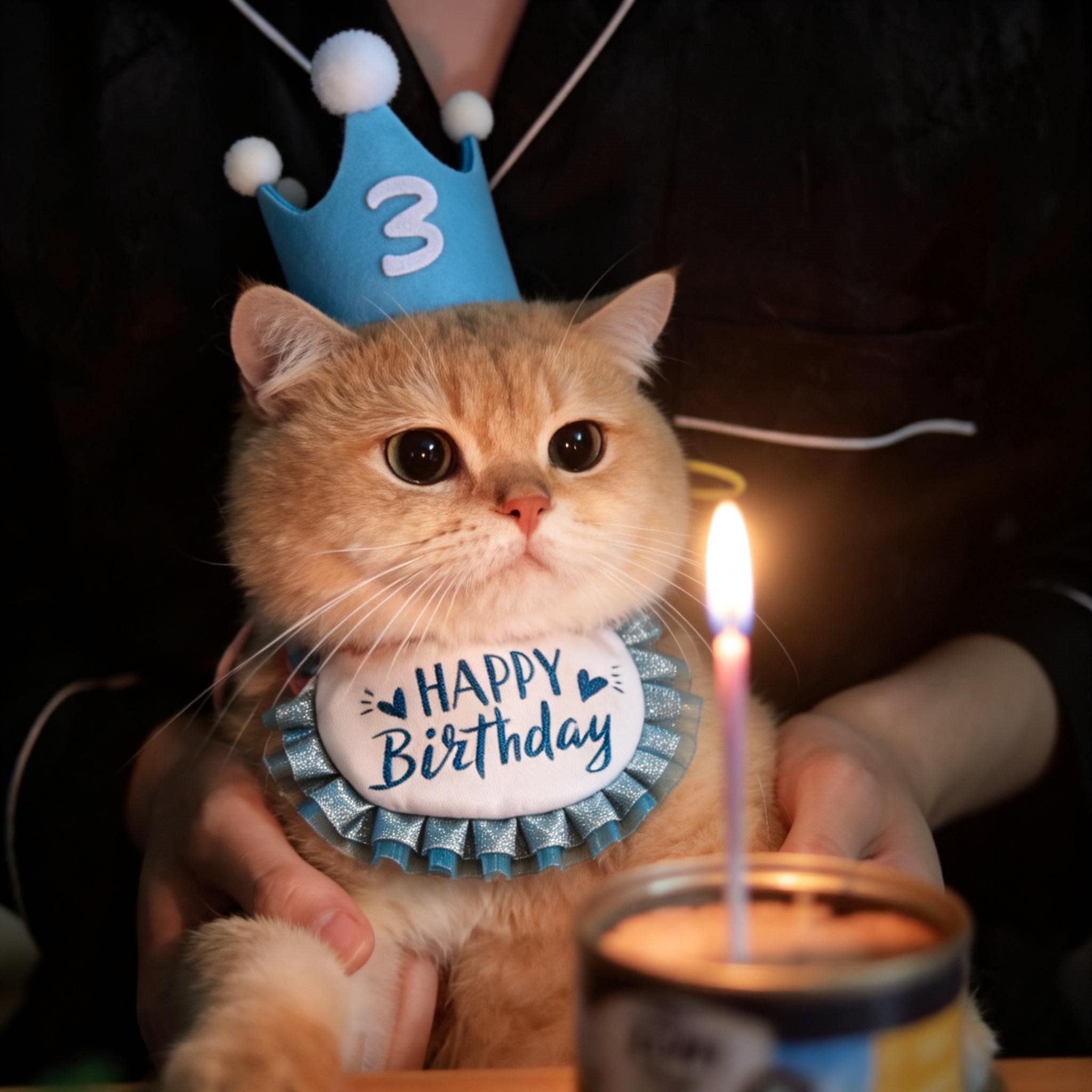 猫咪生日围脖口水巾宠物小配饰小猫围兜围巾装饰帽子围嘴拍照道具