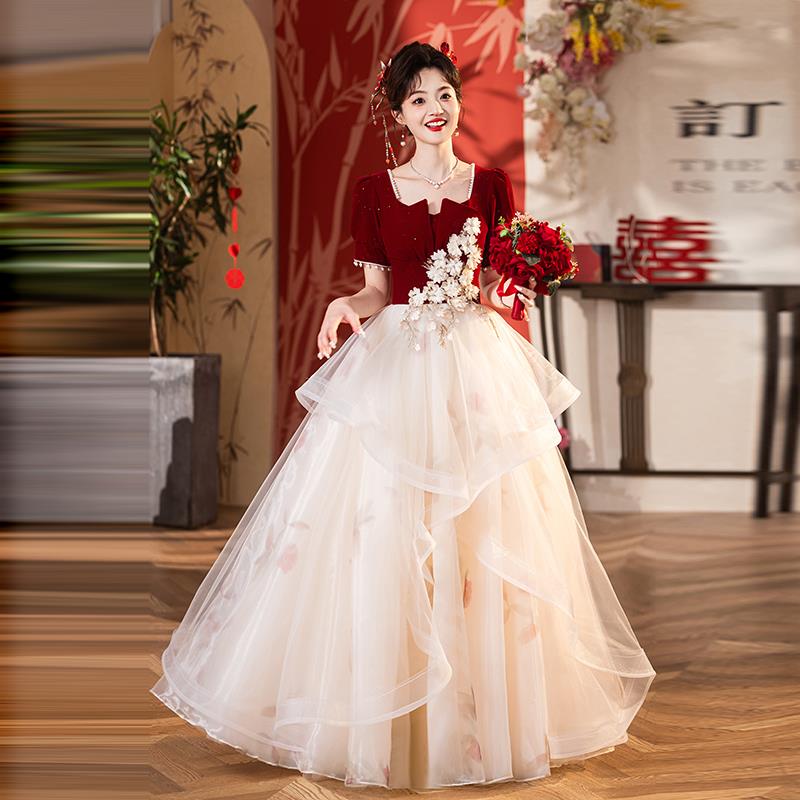 大码敬酒服新娘2025新款轻奢小众订婚晚礼服裙高端结婚宴会高级感