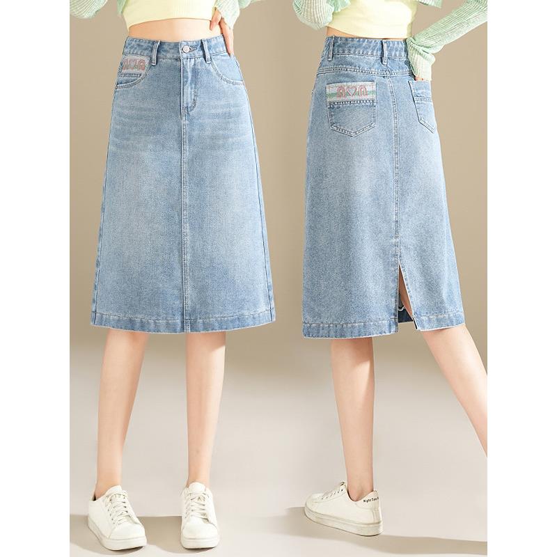 蓝色牛仔裙半身裙女夏季