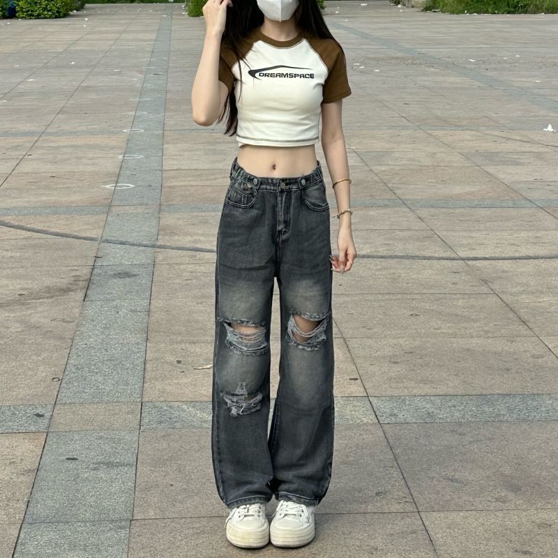 破洞牛仔裤女夏季新款高