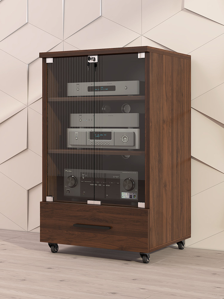 曼朵拉 标准版功放机柜专业音响柜实木KTV带锁设备柜家用音响机柜