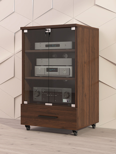 曼朵拉 标准版功放机柜专业音响柜实木KTV带锁设备柜家用音响机柜