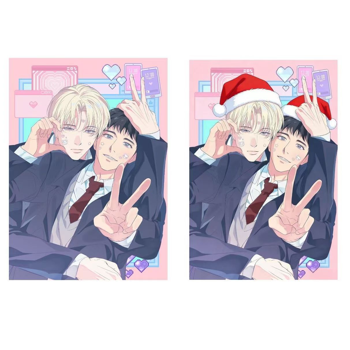 新款韩漫背光backlight两周年咖啡厅小卡自制2张高颜值圣诞收藏卡