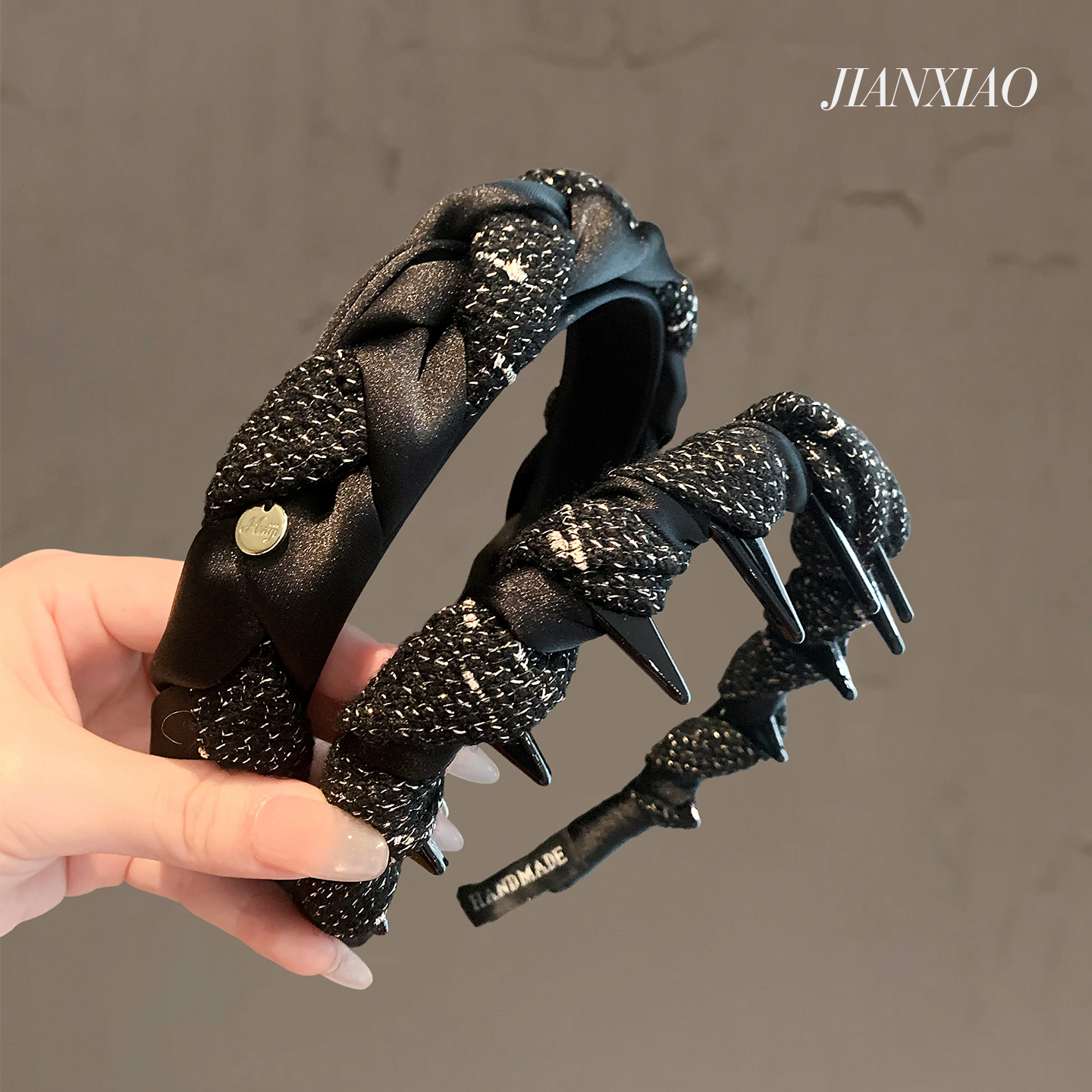 复古小香风羊毛尼发箍精致缎面麻花头箍设计感发卡网红同款压发捆