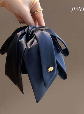 韩版简约INS黑色蝴蝶结马尾抓夹金标盘发抓发夹女高级感出勤夹子