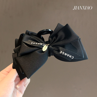 日韩网红复古缎面蝴蝶结抓夹气质高级感盘发夹子后脑勺发抓鲨鱼夹