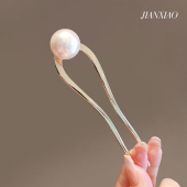 高级感气质珍珠发簪女简约现代盘发神器古风汉服头饰簪子U型发钗