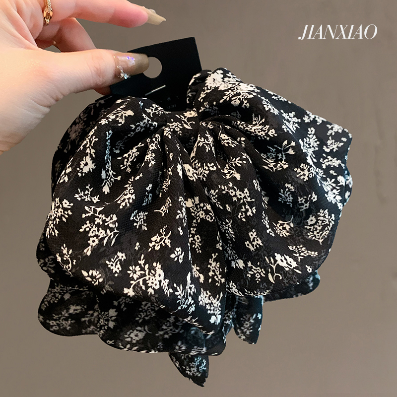 简晓抓夹布艺优雅碎花马尾夹