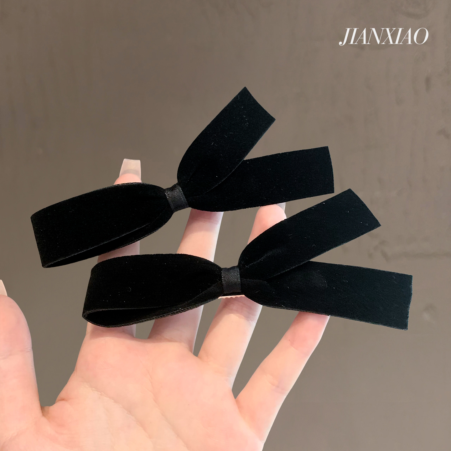 赵露思许我耀眼许妍同款复古黑色丝绒蝴蝶结懒人鸭嘴夹公主头发夹