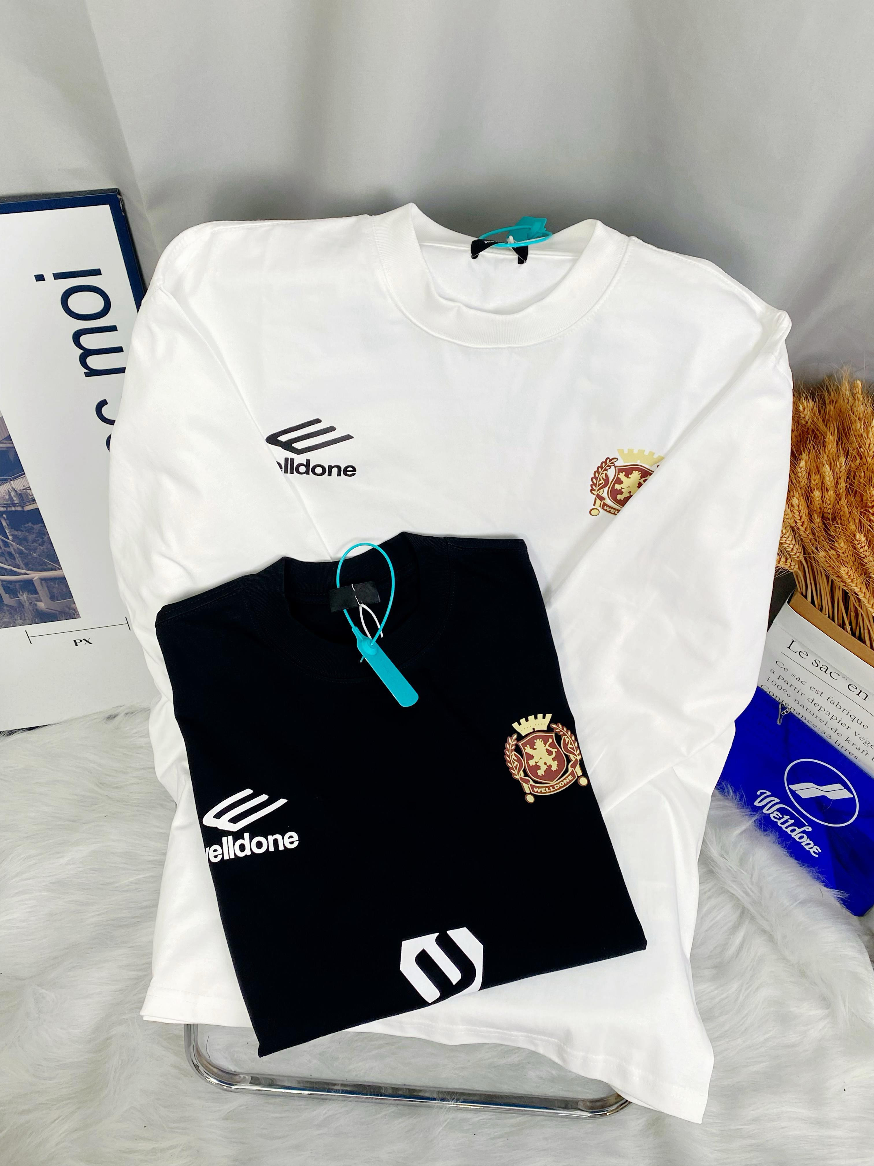 WE11DONE球服印花字母长袖t恤男