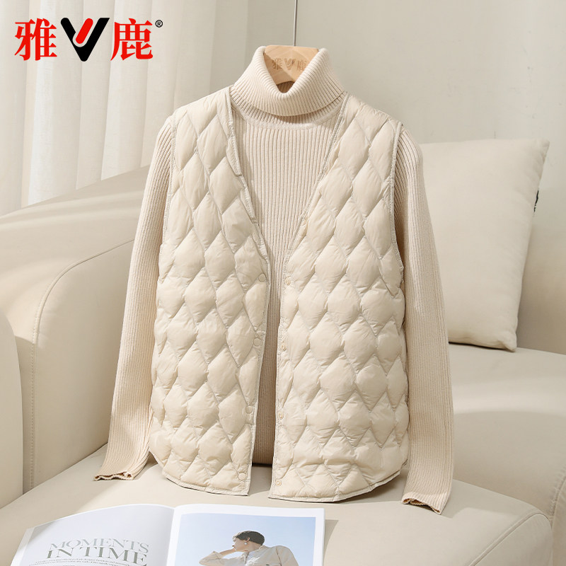 雅鹿短款v领冬季新款羽绒服女