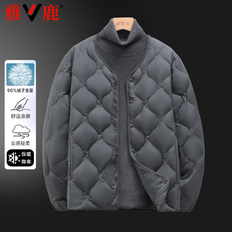 雅鹿短款内胆保暖羽绒服