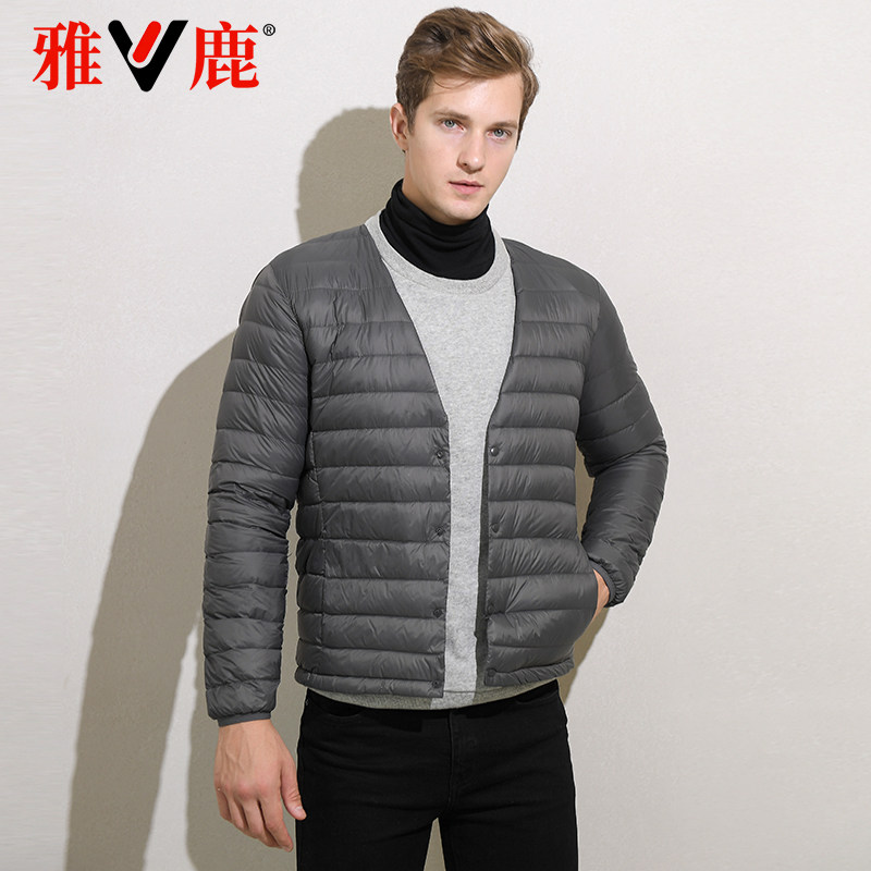 雅鹿轻薄羽绒服长袖圆领保暖内胆
