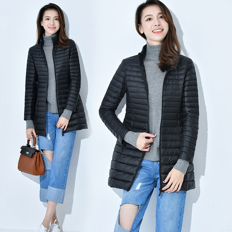 雅鹿2025新款轻薄羽绒服女中长款轻便时尚潮流百搭宽松秋冬白鸭绒