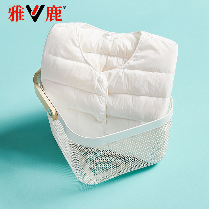 雅鹿轻薄羽绒服短款内穿圆领