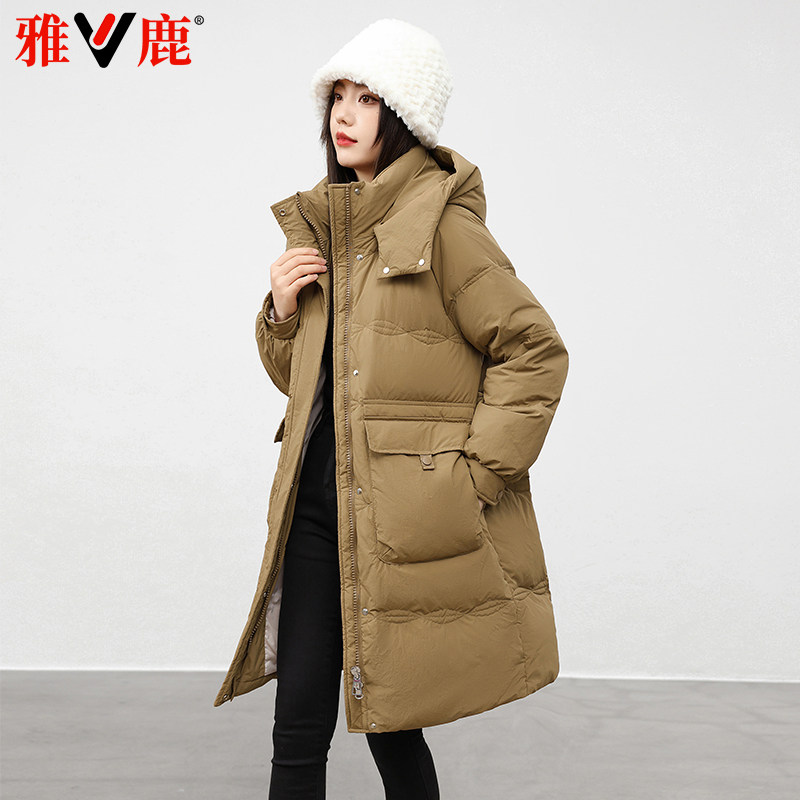 雅鹿羽绒服女中长款大牌时尚外套