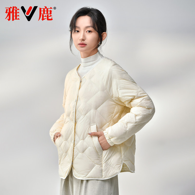 雅鹿2026新款轻薄羽绒服女内胆冬季圆领大码百搭显瘦洋气正品外套