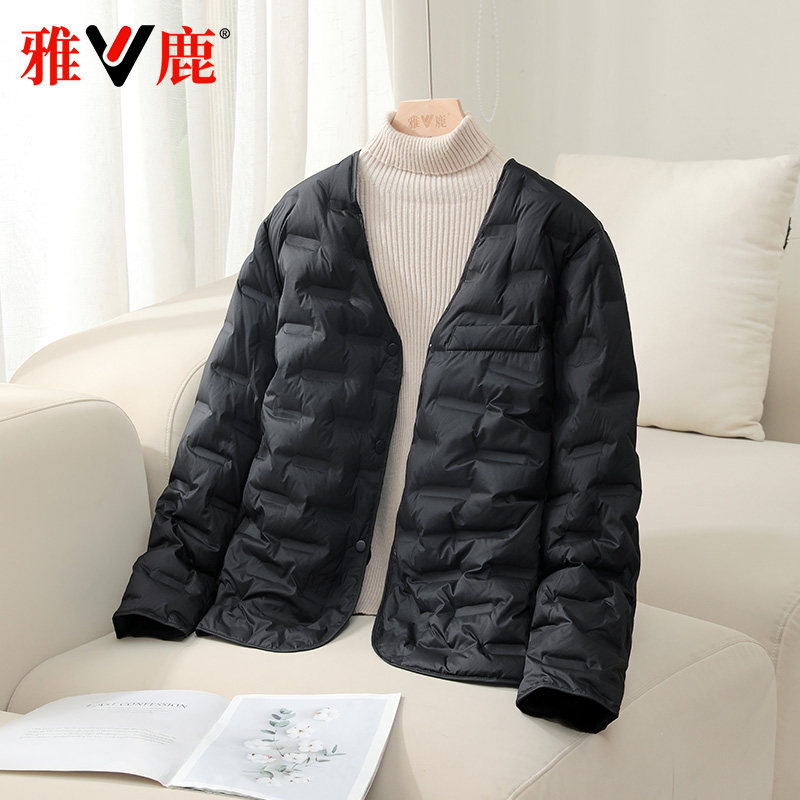 韩版长款V领冬季羽绒服女