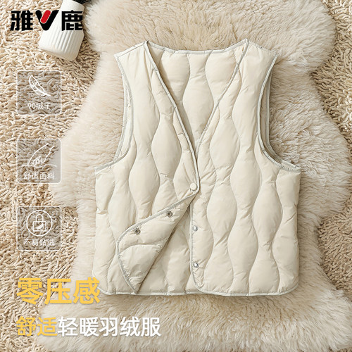 雅鹿韩版短款V领羽绒马甲