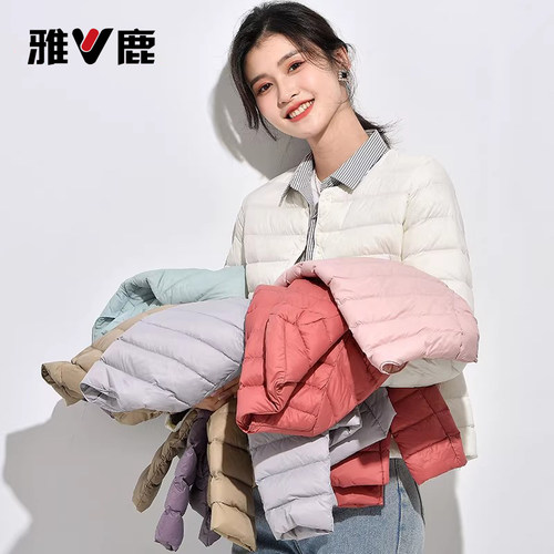雅鹿轻薄款羽绒服内胆时尚圆领