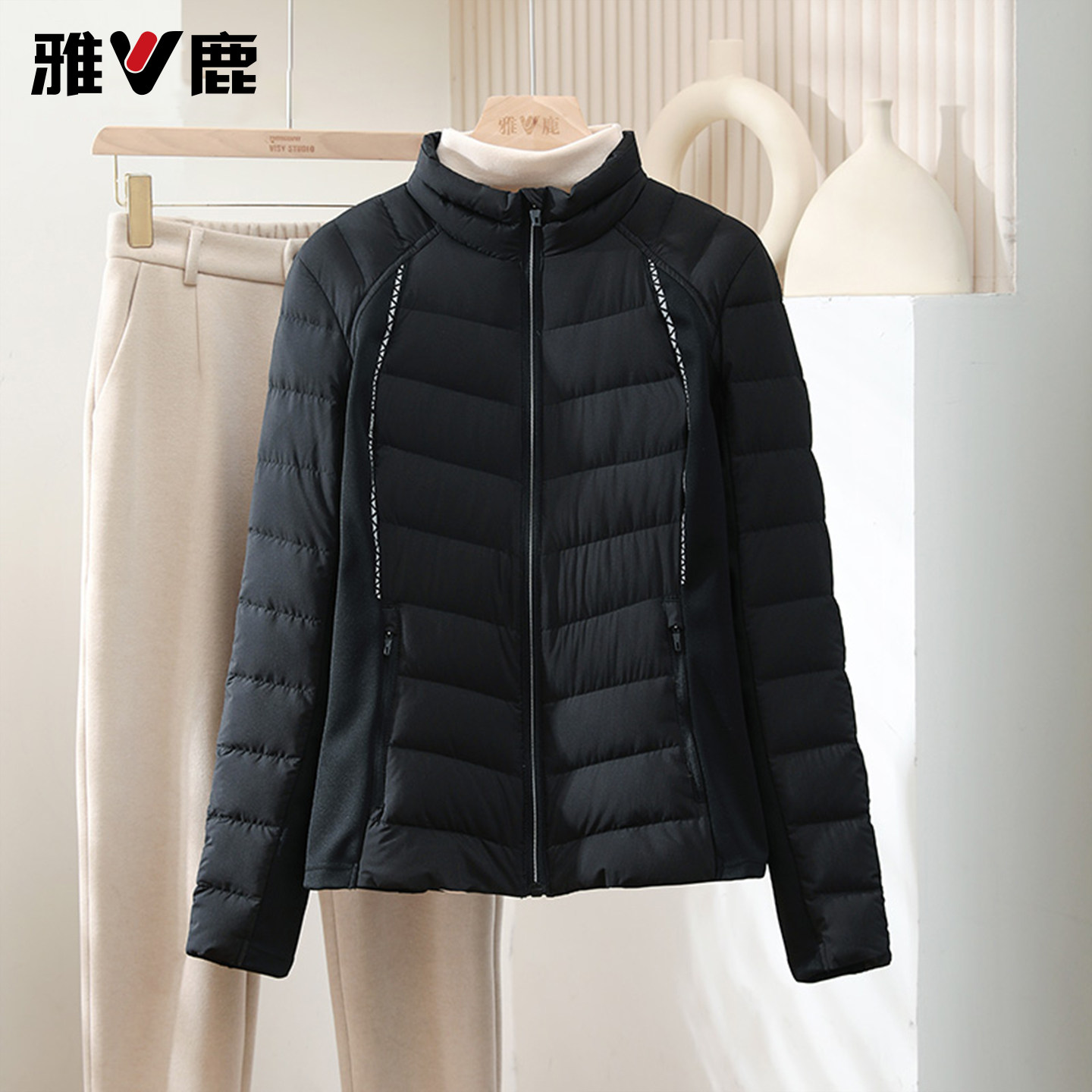 雅鹿短款立领时尚羽绒服