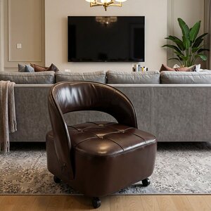 复古静音万向轮小凳子滑轮凳带靠背客厅沙发茶几凳换鞋凳门口家用