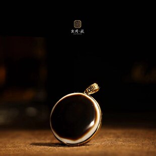 优雅气质古典 男女新中式 古法马眼板珠吊坠 18k黄金镶嵌原创设计款